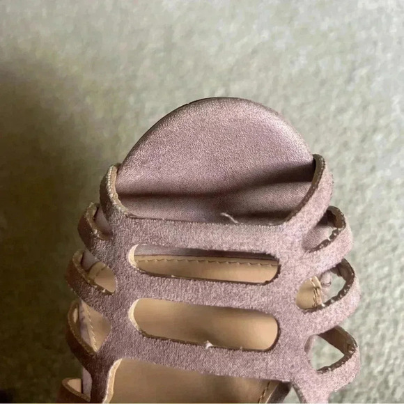 Express Mauve Pink Suede Strappy High Heels - Picture 12 of 15